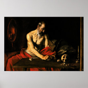 Affiche Caravaggio - Écriture Saint Jérôme