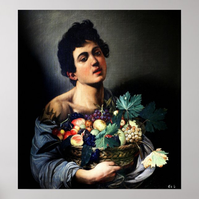 Affiche Caravaggio - Garçon Avec Panier De Fruits 1593 (Devant)