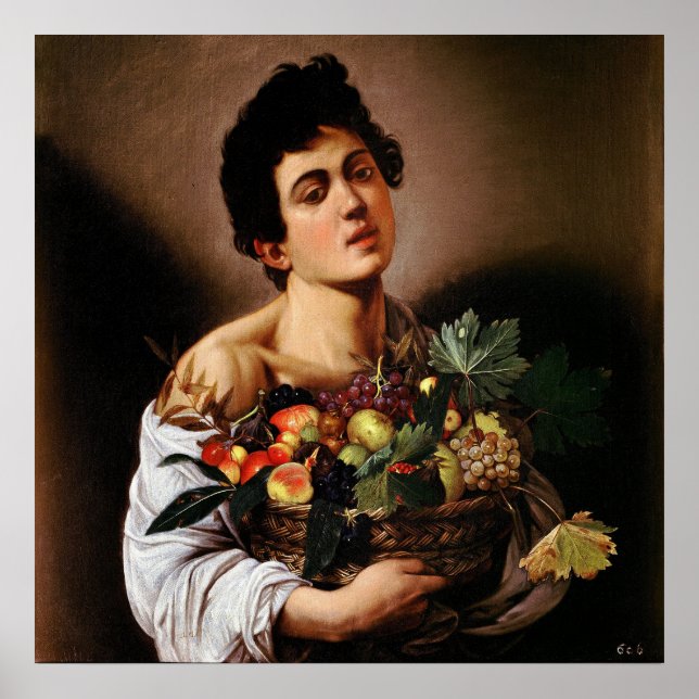 Affiche Caravaggio - Garçon avec panier de fruits (1593) (Devant)