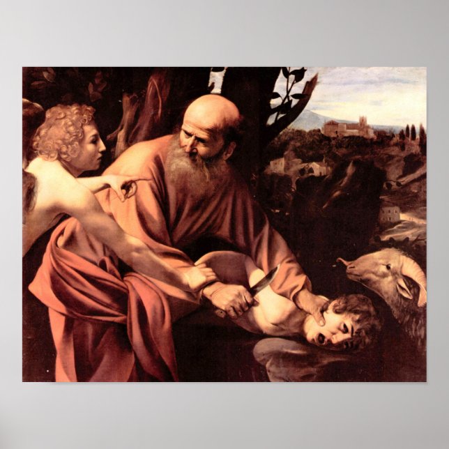 Affiche Caravaggio-Le sacrifice d'Isaac (Devant)
