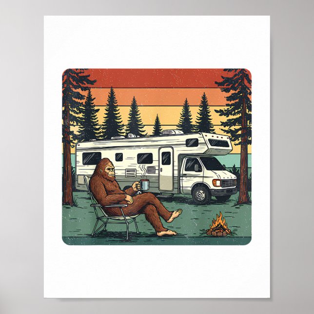 Affiche Caravane Camping Vintage Aventure Bigfoot (Devant)