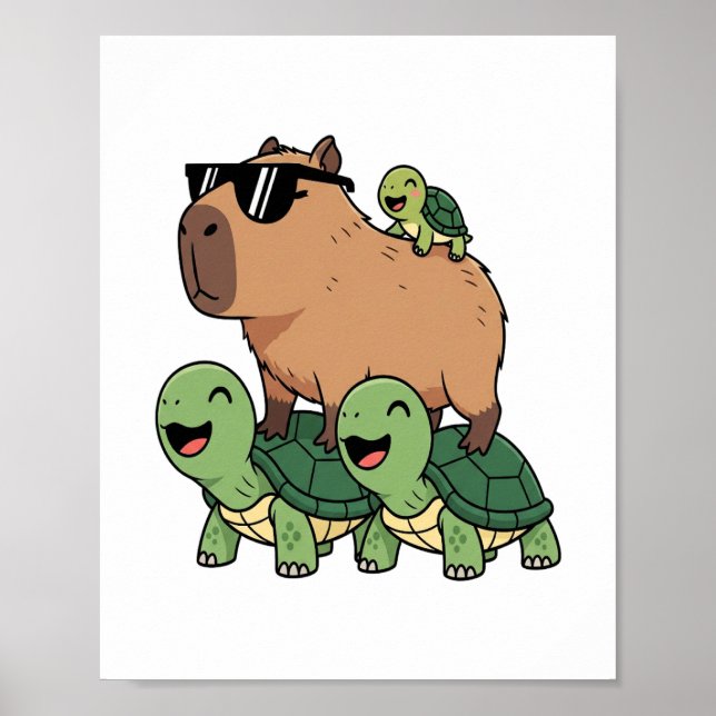 Affiche Caravane de tortue Capybara, Funny Capybara (Devant)