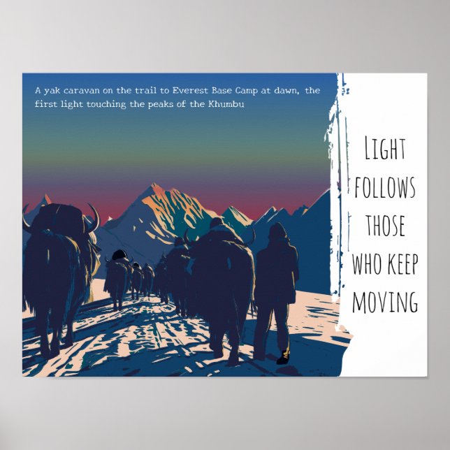 Affiche Caravane de yaks à l'aube Everest Motivation (Devant)
