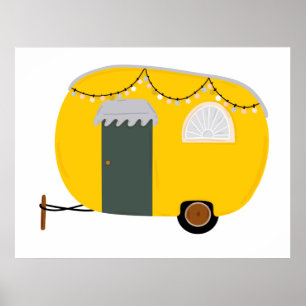 Affiche Caravane jaune mignonne