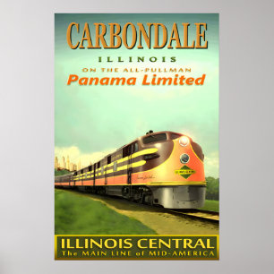 Affiche CARBONDALE Illinois Central Railroad PANAMA