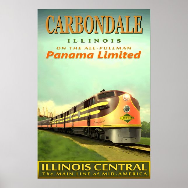 Affiche CARBONDALE Illinois Central Railroad PANAMA (Devant)