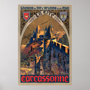 Affiche Carcassonne France Chemin de Fer d'Orléans et du M