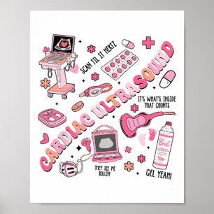 Affiche Cardiac Ultrasound Valentine Pour Infirmière Valen