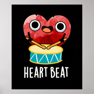 Affiche Cardiaque Beat Funny Coeur Drummer Pun Dark BG