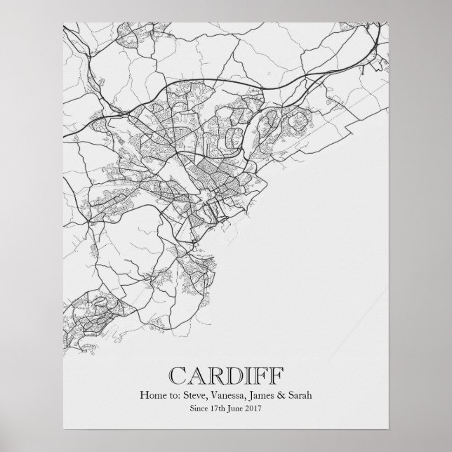 Affiche Cardiff Wales Carte de ville personnalisée (Devant)