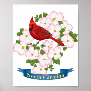 Affiche Cardinal oiseau chien de l'État de Caroline du Nor
