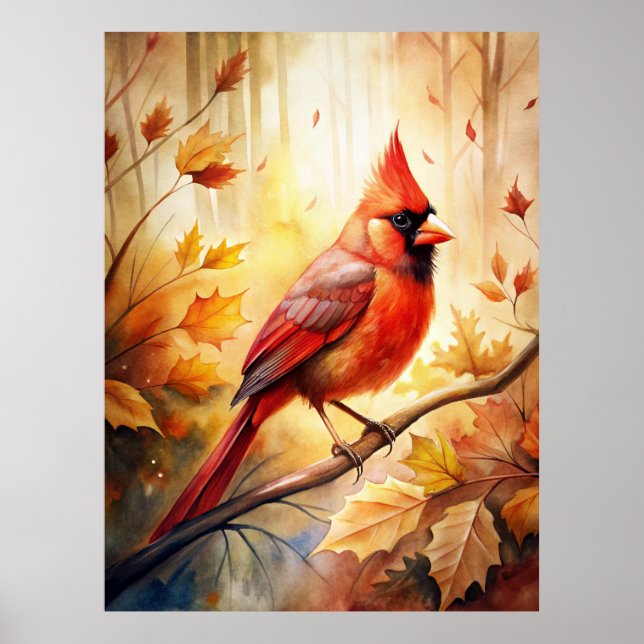 Affiche Cardinal Rouge à l'automne (Devant)