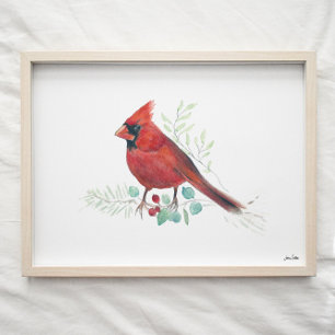 Affiche Cardinal rouge Aquarelle