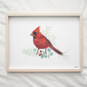 Affiche Cardinal rouge Aquarelle