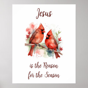 Affiche Cardinal rouge de Noël Jésus raison de la saison