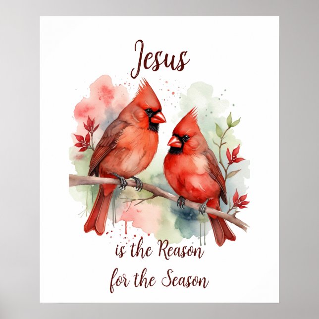 Affiche Cardinal Rouge de Noël Jésus Raison de la Saison (Devant)