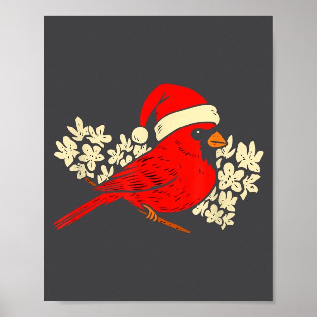 Affiche Cardinal rouge oiseau de Noël pull de Noël laid  (Devant)