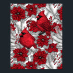 Affiche Cardinals and poinsettia in red and white<br><div class="desc">Cardinals in winter branches and Christmas decoration</div>