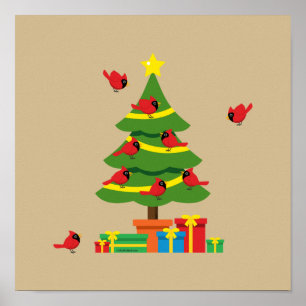 Affiche Cardinaux rouges - Merrier de Noël passé ensemble