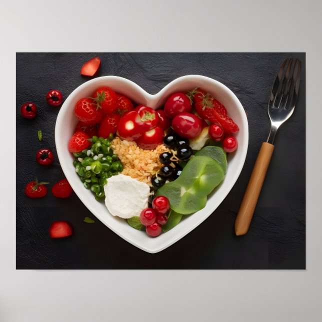 Affiche Cardiologie Bowl Aliments pour la santé (Devant)