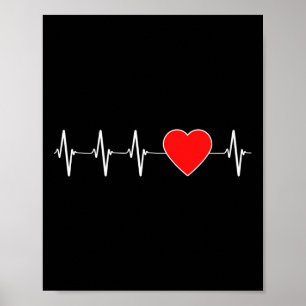 Affiche Cardiologie Cardiaque Ekg Cardiopathie rouge Conna