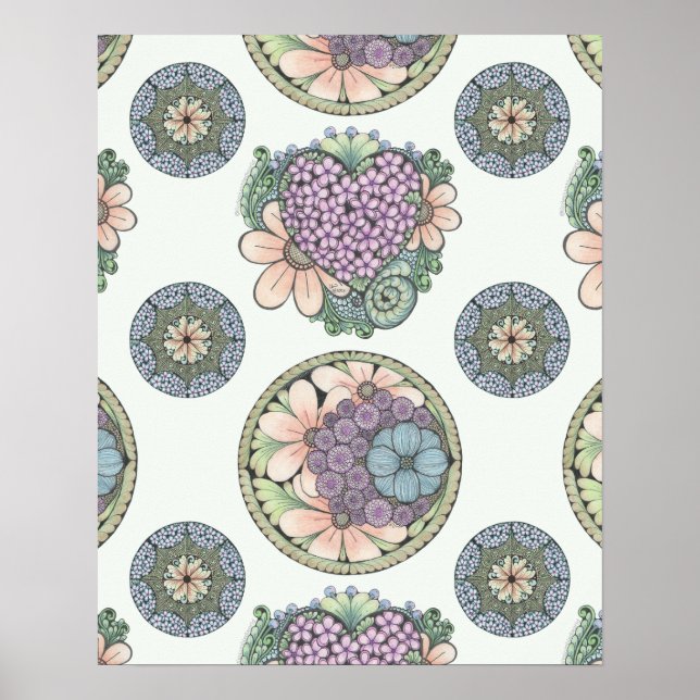 Affiche Cardiotique et fleurs gribouillis, grand (Devant)