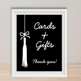 Affiche Cards & Gifts Bow Black Coquette Graduation Sign