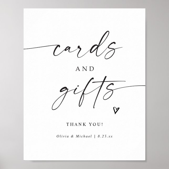 Affiche Cards & Gifts Modern Handwritten Wedding Sign (Devant)