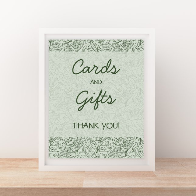 Affiche Cards & Gifts Sage Green Floral Handwritten Font (Cards & Gifts Sage Green Floral Handwritten Font Poster)