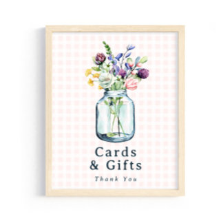 Affiche Cards & Gifts Sign Rustic Wildlflower Mason Jar