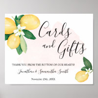 Cards & Gifts Wedding Shower Reception Lemons Pink