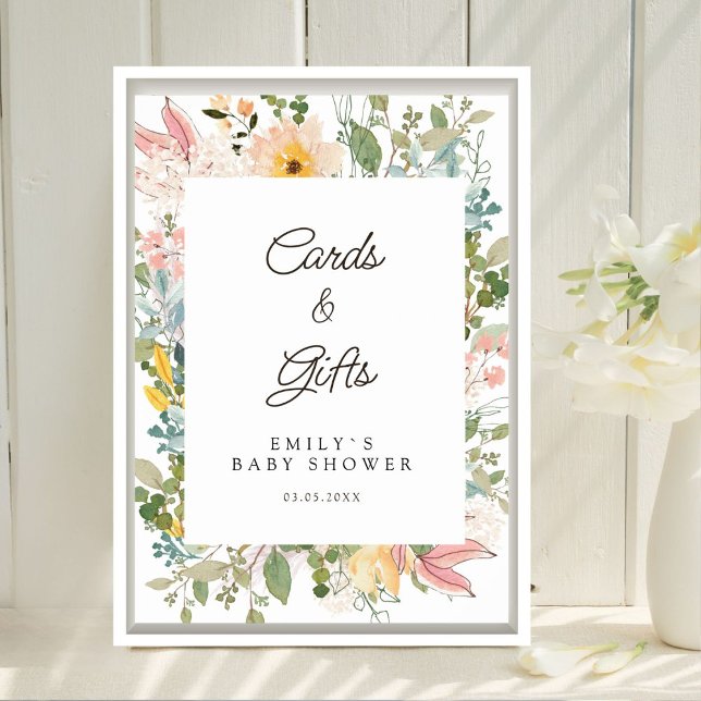 Affiche Cards &Gifts! Wildflower Garden Charm (Cards & Gifts! Wildflower Garden Charm Custom Baby Shower Poster. Prints & Instant Download.)