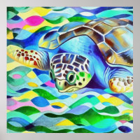 Caretta Caretta Tortue Mignonne Et Art Coloré