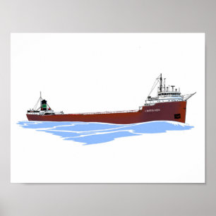 Affiche cargo des Grands Lacs J. Burton Ayers Kinsman