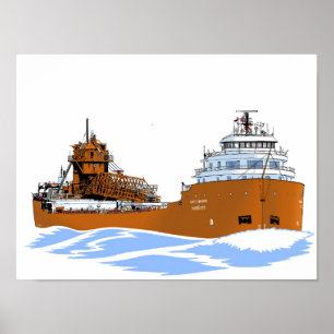 Affiche cargo des Grands Lacs Kaye E. Barker