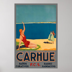 Affiche Carhué Buenos Aires Argentine Voyage Ancien