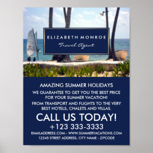 Affiche Caribbean Beach, agent de voyage publicité