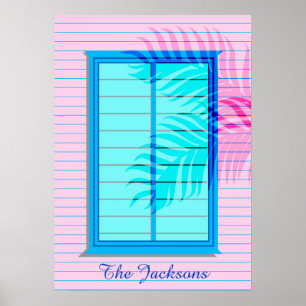 Affiche Caribbean Beach House Hideaway dans Pastel Pink Bl