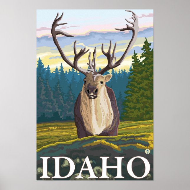 Affiche Caribou en pleine nature - Idaho (Devant)