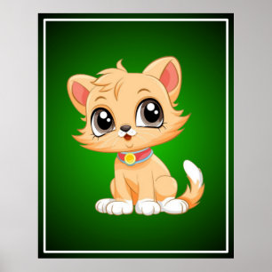 Affiche Caricature adorable de chat