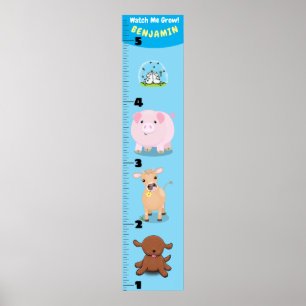 Affiche Caricature amusante animaux de ferme graphique de