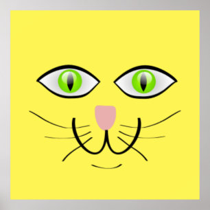 Affiche Caricature amusante du visage de chat-29034