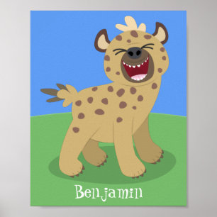 Affiche Caricature amusante hyena riant illustration