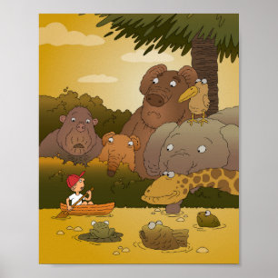 Affiche Caricature Boy Tropical Jungle Animal