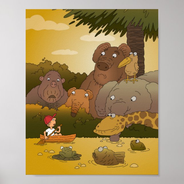 Affiche Caricature Boy Tropical Jungle Animal (Devant)