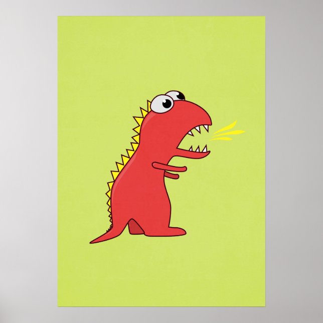 Affiche Caricature coupe-feu T-Rex Dinosaur (Devant)
