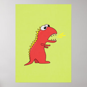 Affiche Caricature coupe-feu T-Rex Dinosaur