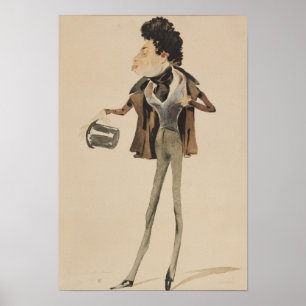 Affiche Caricature d'Alexander Dumas Pere