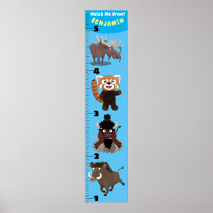 Affiche Caricature d'animaux amusants graphique de croissa