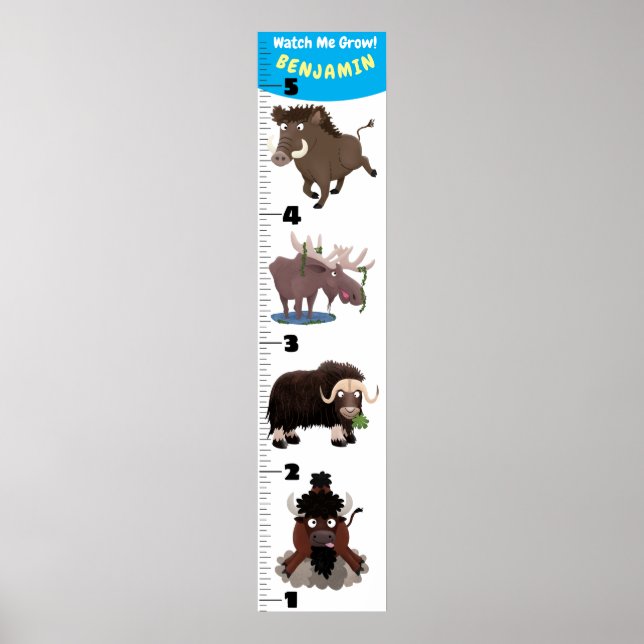 Affiche Caricature d'animaux amusants graphique de croissa (Devant)